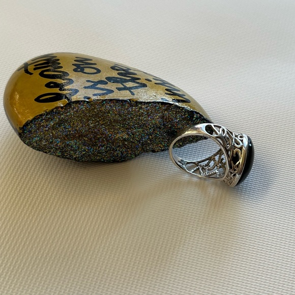 925 Sterling Silver Ring With Onyx Stone - Picture 8 of 10